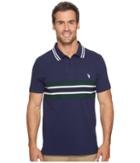 U.s. Polo Assn. Slim Fit Color Block Short Sleeve Pique Polo Shirt (classic Navy) Men's Short Sleeve Pullover