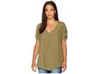 B Collection By Bobeau Nova Cold Shoulder Blouse (olive) Women's Blouse
