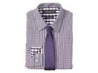 Nick Graham Mini Gingham Stretch Dress Shirt With Solid Herringbone Tie (purple) Men's Long Sleeve Button Up