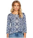 Lucky Brand All Over Print Tee (blue Multi) Women's T Shirt