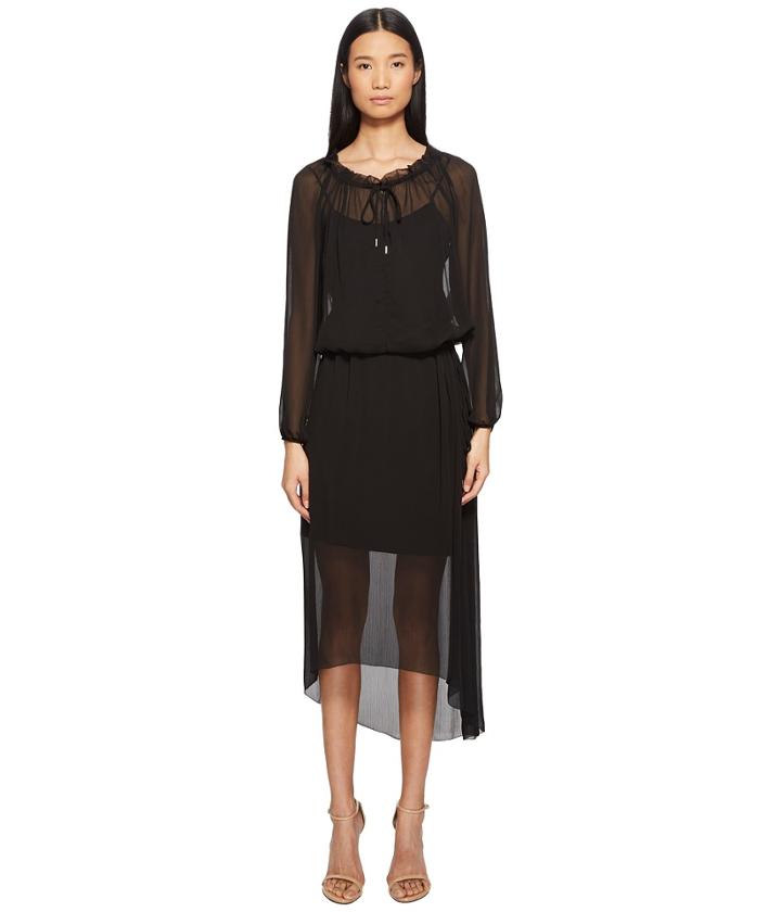 Escada Sport Daluna Long Sleeve Sheer Overlay Dress (black) Women's Dress