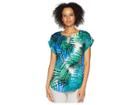 Calvin Klein Print Cap Sleeve Top W/ Bar Hardware (capri Multi) Women's Blouse