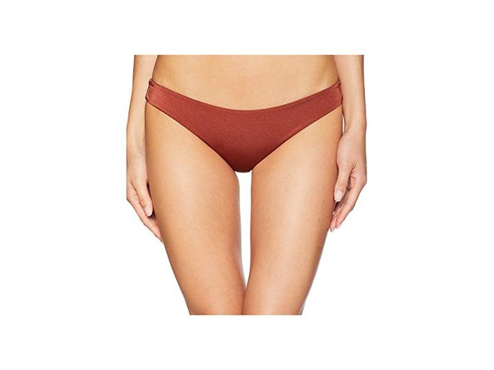 Rvca Solid Shimmer Cheeky Swim Bottom (henna) Women's Swimwear