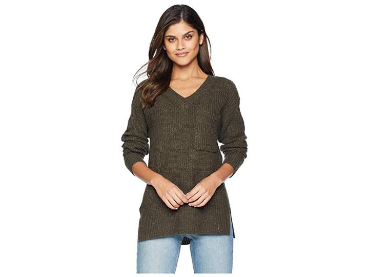 Sanctuary Amare V-neck Sweater (heather Prosperity Green) Women's Sweater