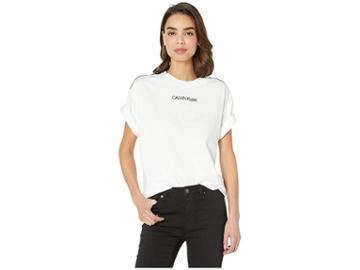 Calvin Klein Underwear Statement Lounge Short Sleeve Crew Neck T-shirt (white) Women's Clothing