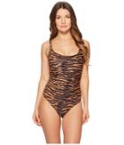 Moschino Tiger Swimsuit (brown Multi) Women's Swimsuits One Piece