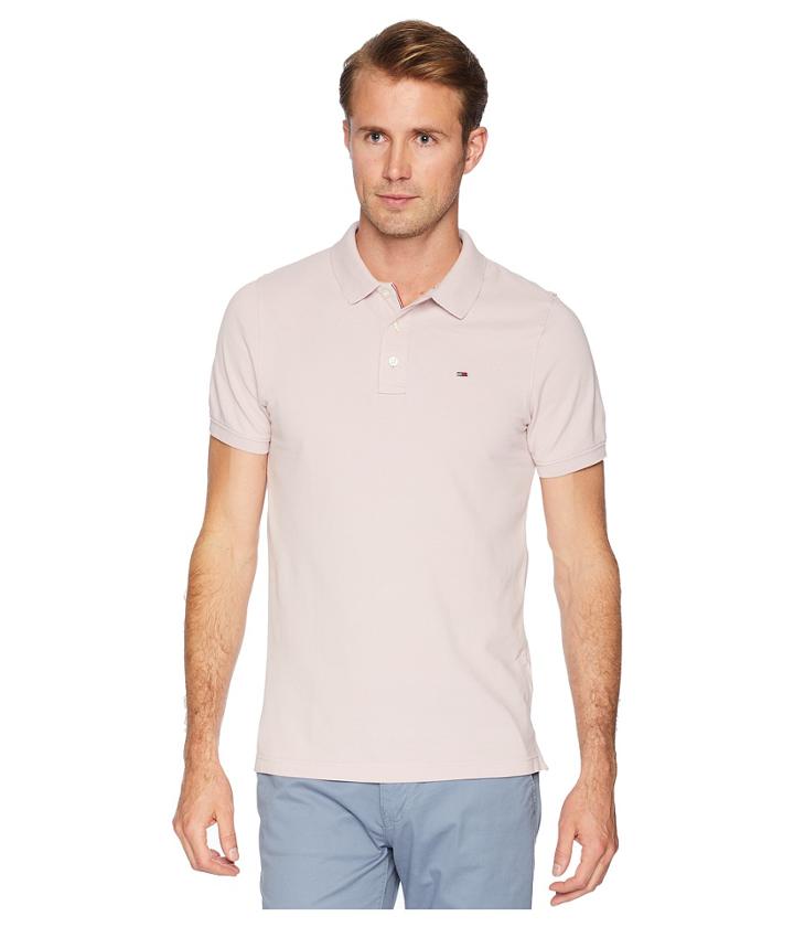 Tommy Jeans Slim Fit Flag Polo Shirt (violet Ice) Men's Clothing