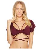 The Bikini Lab Em Bossy Wrap Flounce Bikini Top (merlot) Women's Swimwear