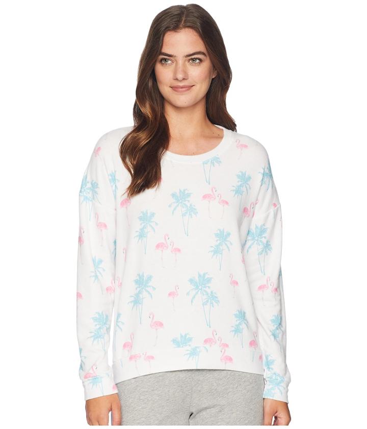 P.j. Salvage Tropicana Flamingo Sweatshirt (white) Women's Pajama