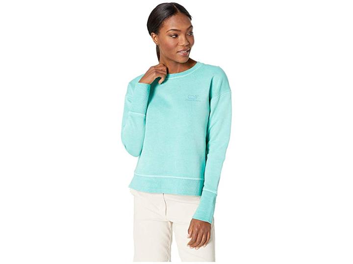 Vineyard Vines Long Sleeve Vintage Whale Crew Neck Sweatshirt (capri Blue) Women's Sweatshirt