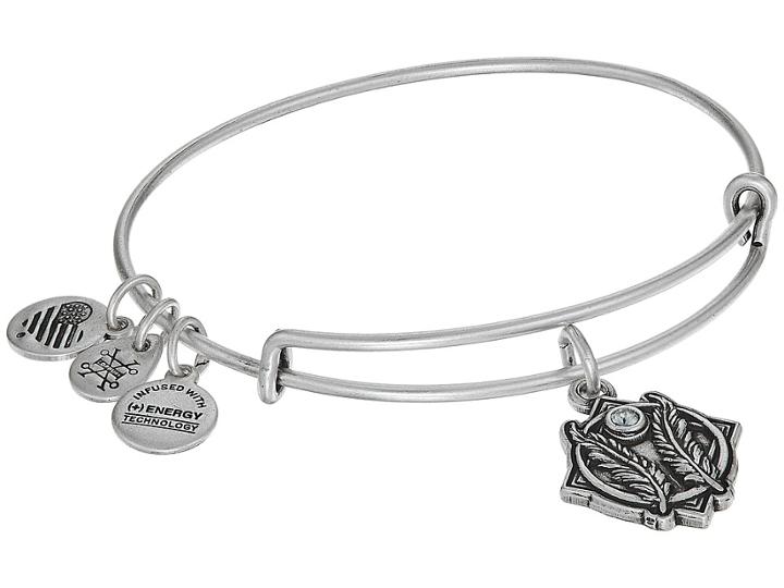 Alex And Ani Godspeed Ii Bangle (rafaelian Silver) Bracelet