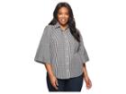 Lauren Ralph Lauren Plus Size Gingham Bell-sleeve Shirt (black/white) Women's Clothing