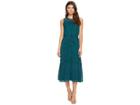 Catherine Catherine Malandrino Embroidered Tiered Midi Dress (deep Teal) Women's Dress