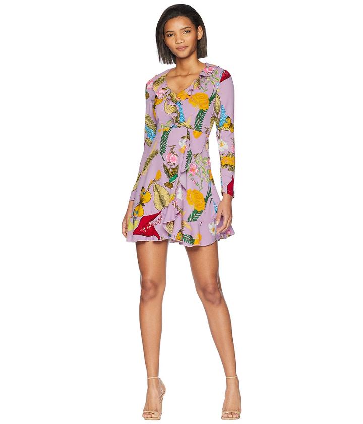 Romeo & Juliet Couture Floral Ruffle Mini Dress (lavender) Women's Dress