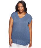 B Collection By Bobeau Plus Size Janet Front Pleat T-shirt (dusty Blue) Women's T Shirt