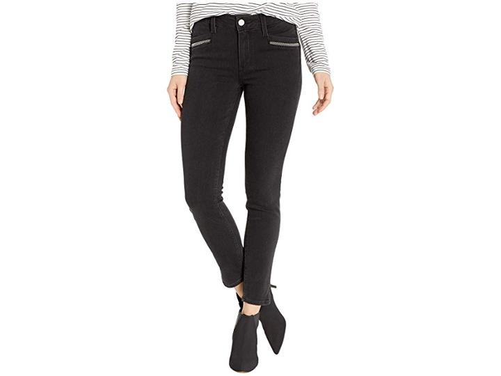 Paige Roxxi W/ Exposed Zipper Teeth In Black Fog (black Fog) Women's Jeans