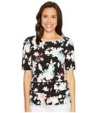 Ellen Tracy Double Hem Tee (floral Multi) Women's T Shirt