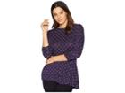 Michael Michael Kors Scat Foulard Double Hem Top (black/dark Orchid) Women's Clothing
