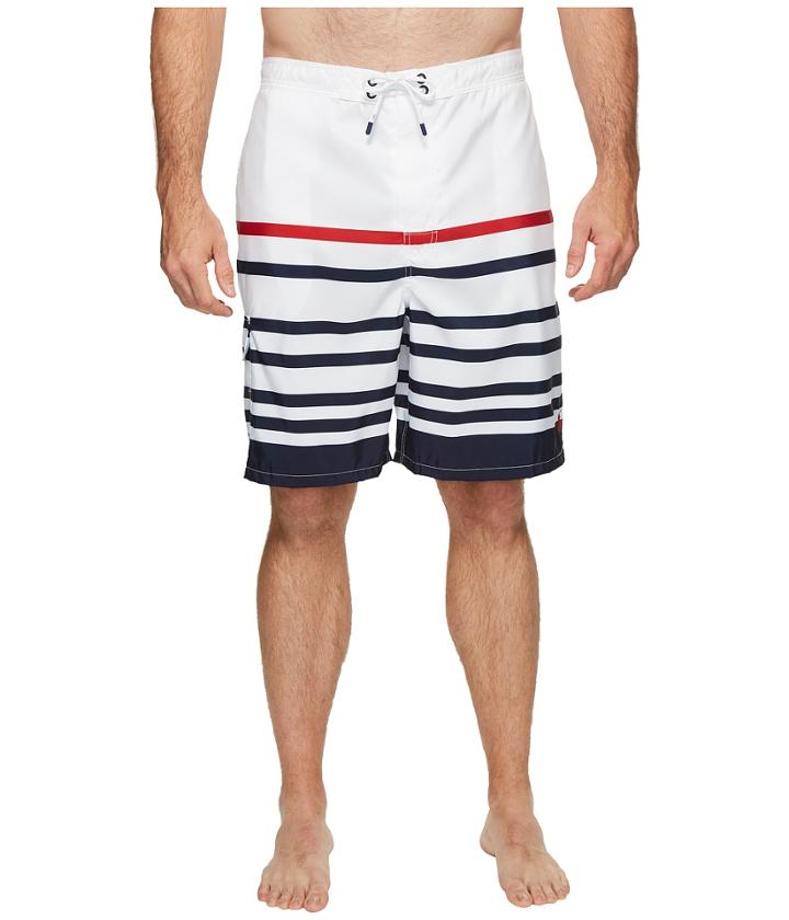 Polo Ralph Lauren Big Tall Cotton Nylon Kailua Trunk (white Nautical Stripe) Men's Swimwear