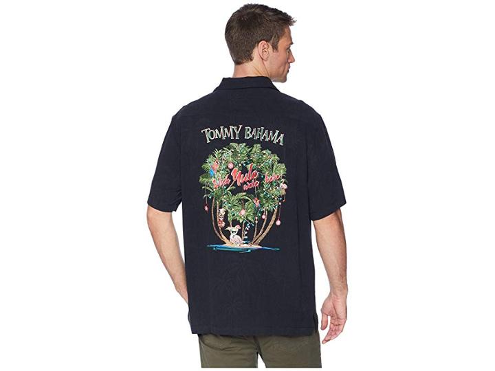 Tommy Bahama Wish Yule Were Here Shirt (black) Men's Short Sleeve Button Up