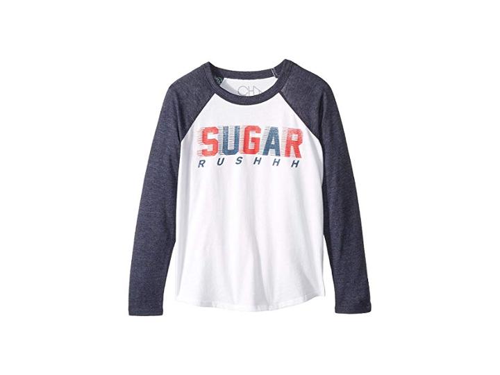 Chaser Kids Super Soft Sugar Rush Long Sleeve Raglan Tee (little Kids/big Kids) (white/avalon) Boy's Long Sleeve Pullover