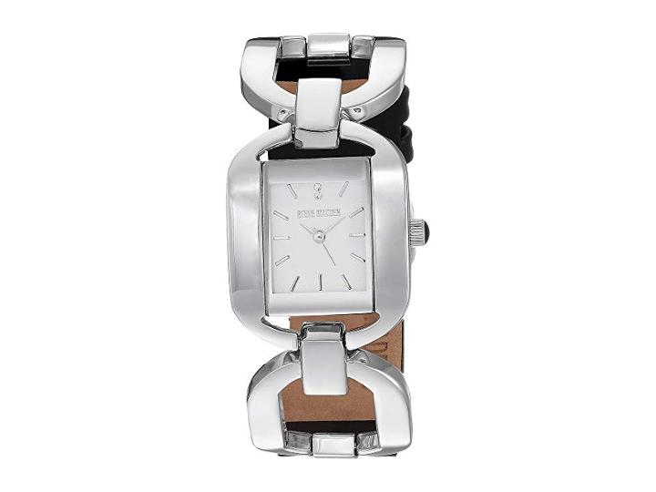 Steve Madden Alloy Case Band Watch (silver/black) Watches
