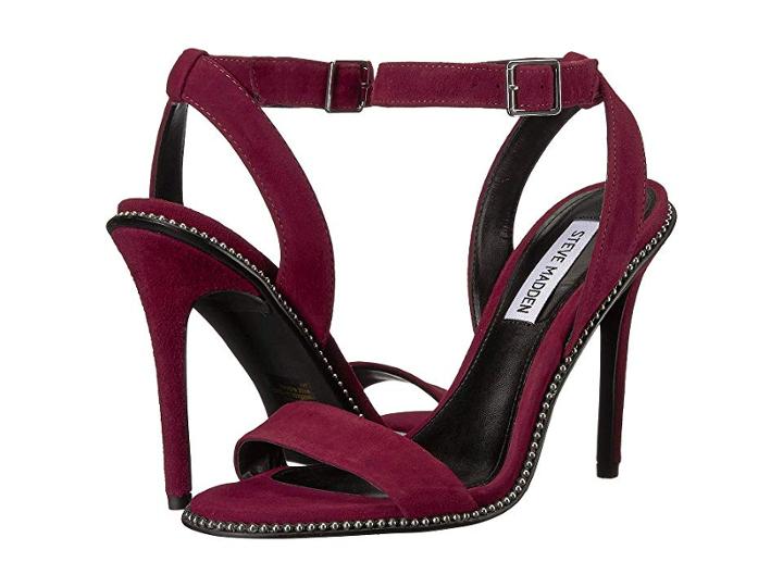 Steve Madden Sylvie Heeled Sandal (burgundy Suede) Women's Sandals