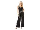 Eci Sleeveless Color Blocked Jumpsuit With Belt (black/ivory) Women's Jumpsuit & Rompers One Piece