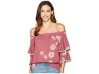Vince Camuto Tiered Sleeve Chateau Floral Off-shoulder Blouse (summer Rose) Women's Clothing