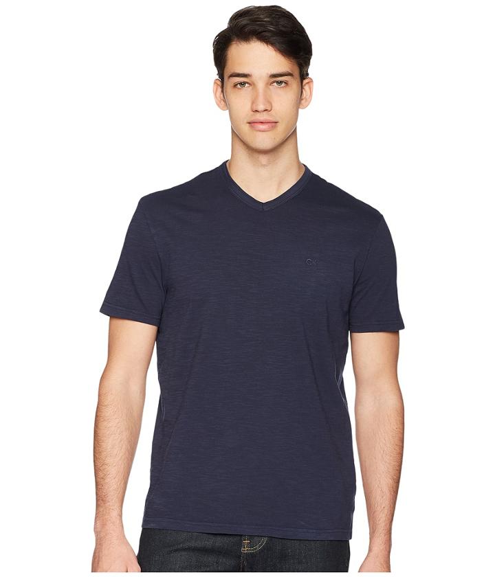 Calvin Klein Jeans Mixed Media V-neck Tee (sky Captain) Men's T Shirt