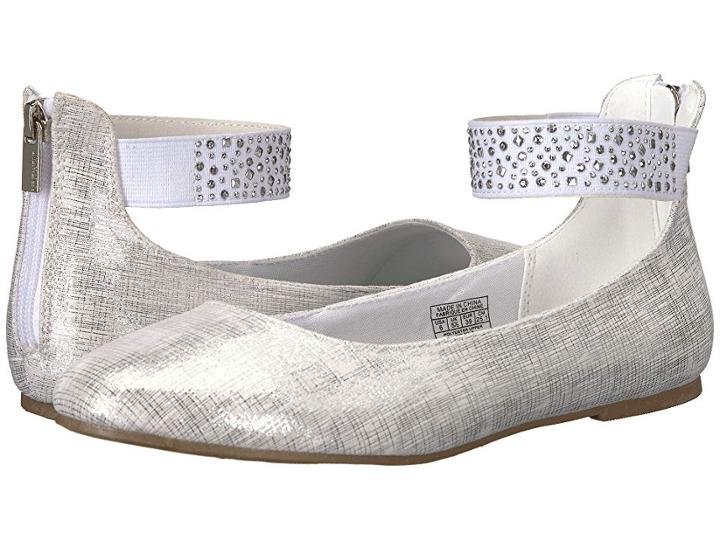 Nine West Kids Faye 2 (little Kid/big Kid) (white Scratched Metallic) Girl's Shoes