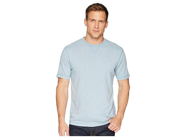 True Grit Heritage Slub Classic Fit Pigment Dyed Short Sleeve Knit Crew With Contrast Coverstitch (coastal Sage) Men's T Shirt