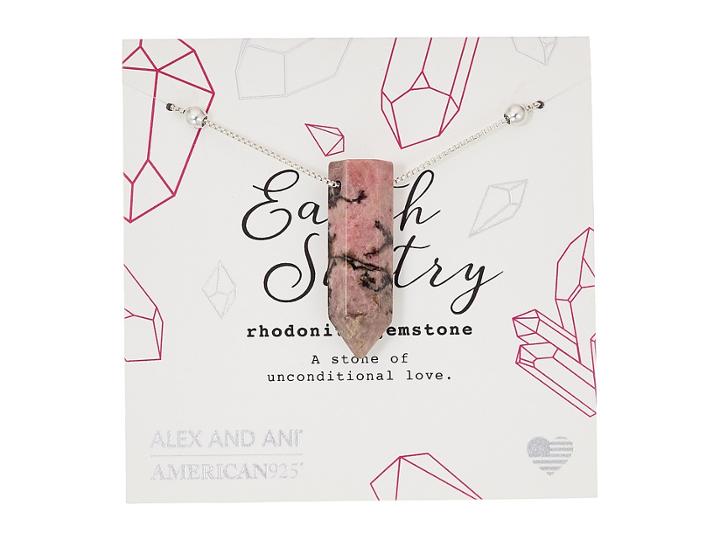 Alex And Ani Rhodonite Pendant Pull Chain Necklace (sterling Silver) Necklace