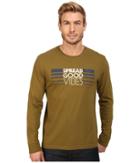 Life Is Good Spread Good Vibes Stripe Long Sleeve Crusher Tee (woodland Green) Men's Long Sleeve Pullover