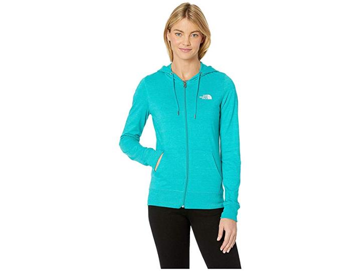 The North Face Lightweight Tri-blend Full Zip Hoodie (kokomo Green Heather/tnf White) Women's Sweatshirt