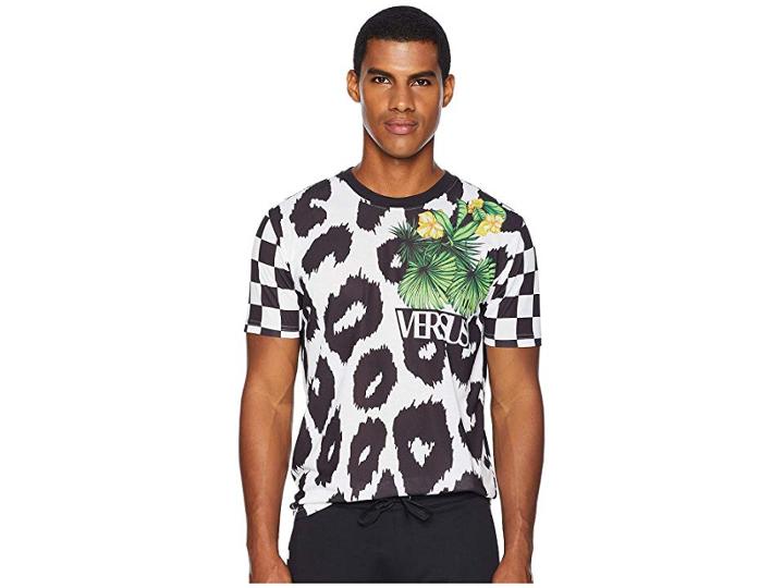 Versus Versace Checkerboard Leopard T-shirt (black/white) Men's T Shirt