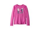 Under Armour Kids Big Logo Long Sleeve (big Kids) (fluo Fuchsia/white/techno Teal) Girl's Clothing