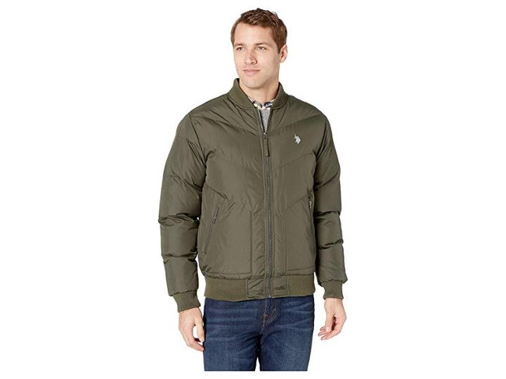 U.s. Polo Assn. Chevron Bomber Jacket (forest Green) Men's Coat