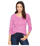 U.s. Polo Assn. Long Button Trimmed Sleeve Floral Print Tee Shirt (pink Fusion Heather) Women's T Shirt