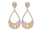 Nina Open Teardrop With Stone Cluster Earrings (gold/pink/yellow/white Cz) Earring