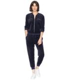 Juicy Couture Track Velour Encrusted Jc Long Sleeve Jumpsuit (regal) Women's Jumpsuit & Rompers One Piece