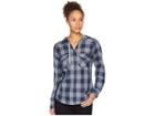 Columbia Collegiate Times Twotm Hooded Long Sleeve Shirt (um/collegiate Navy Check) Women's Long Sleeve Button Up