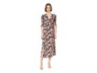 Wayf Boomer Ruched Sleeve Midi Dress (black Petal Floral) Women's Clothing