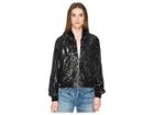 The Kooples Sequin Fabric Jacket With Contrasting Piping (black) Women's Coat