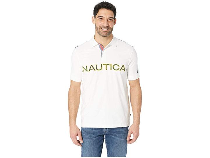 Nautica Short Sleeve Kauai Logo Polo (sail White) Men's Clothing