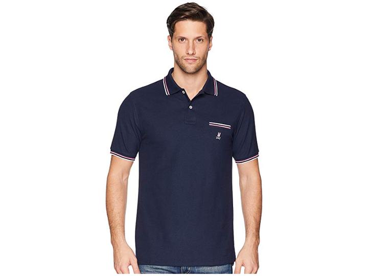 Psycho Bunny Binfield Pocket Polo (navy) Men's Short Sleeve Pullover
