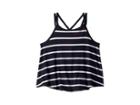 Maddie By Maddie Ziegler Stripe Rib Tee With Cross-back Detail (big Kids) (navy) Girl's T Shirt