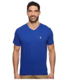 U.s. Polo Assn. V-neck Short Sleeve T-shirt (cobalt Blue/yellow) Men's Short Sleeve Pullover
