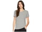 Lauren Ralph Lauren Lace-up Striped Linen T-shirt (chalk/polo Black) Women's T Shirt