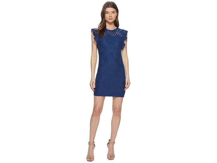 Jack By Bb Dakota Monae Stretch Floral Lace Dress (estate Blue) Women's Dress